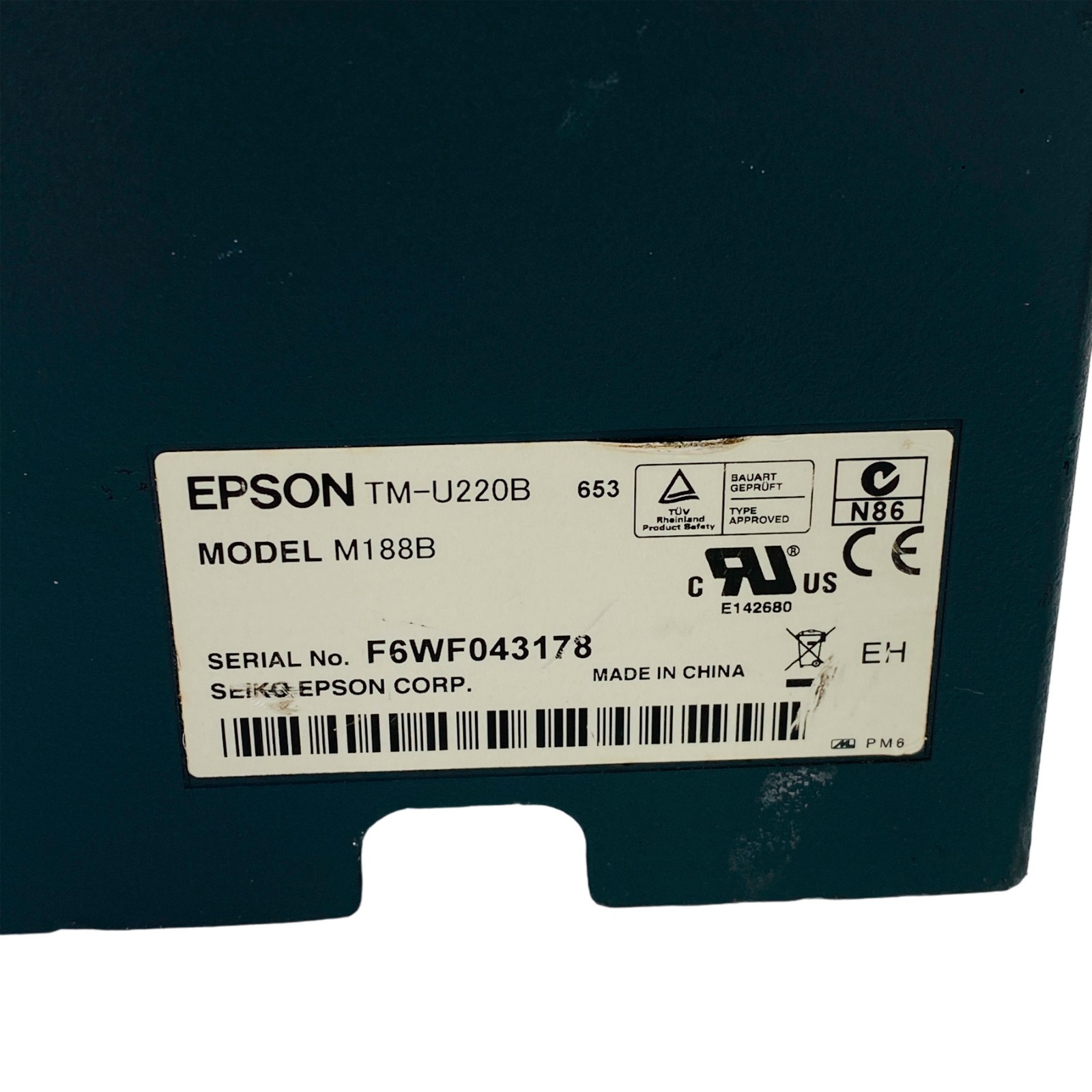 FULLY TESTED Epson TM-U220B Dot Matrix POS Receipt Printer Serial No AC Adapter