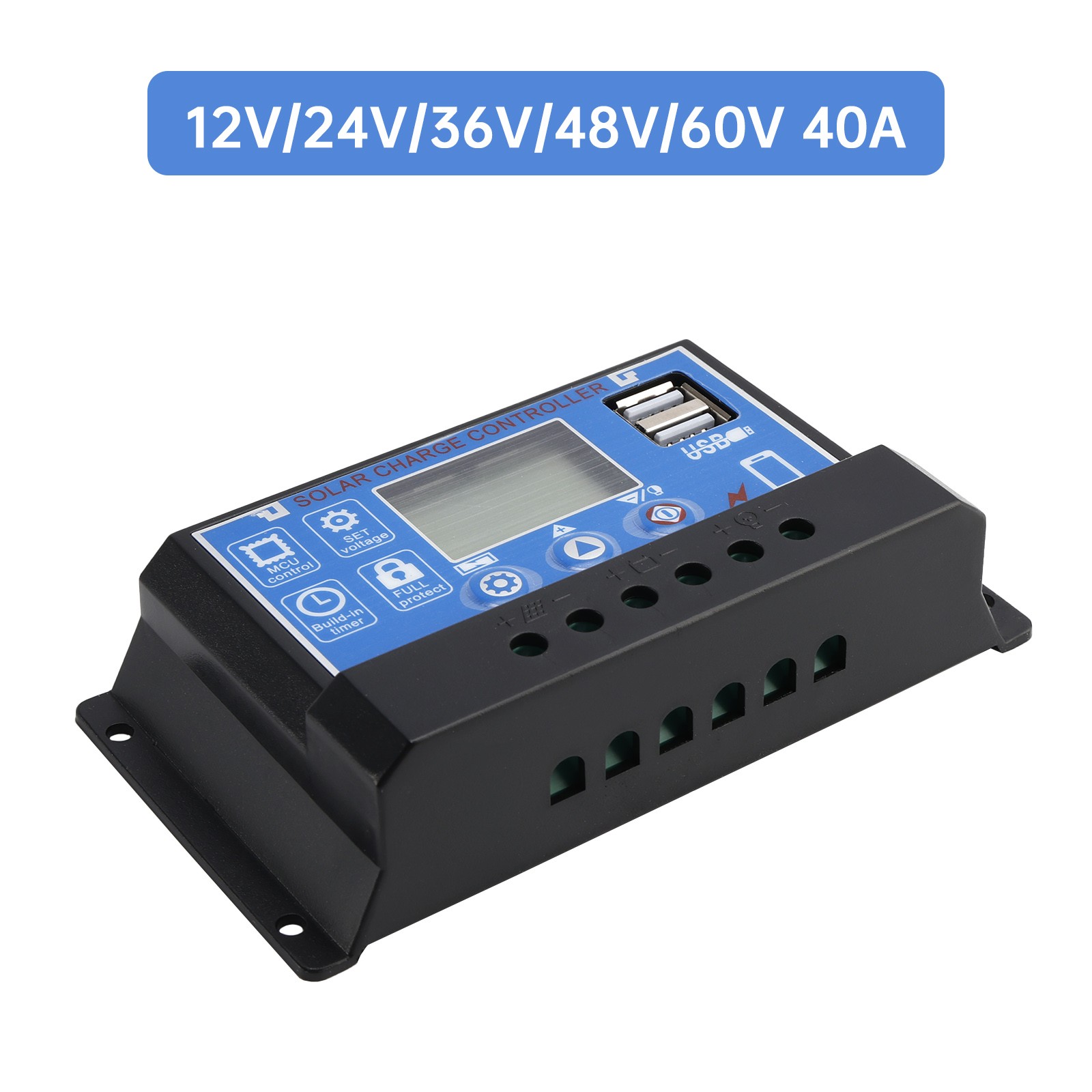 40A PWM Solar Controller Display Current Solar Street Light Controller 0V Start
