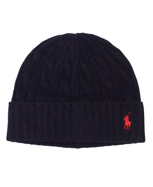 Polo Ralph Lauren Fall Winter Ribbed Cuffed Wool Beanie Cap Hat PP0370