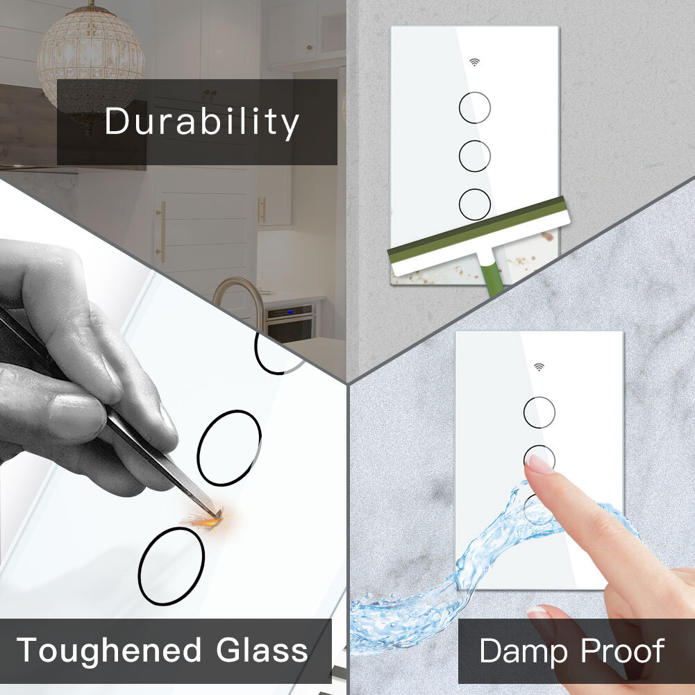 MOES WiFi RF Smart Light Switch Wall Touch Alexa Google Voice Control APP Remote