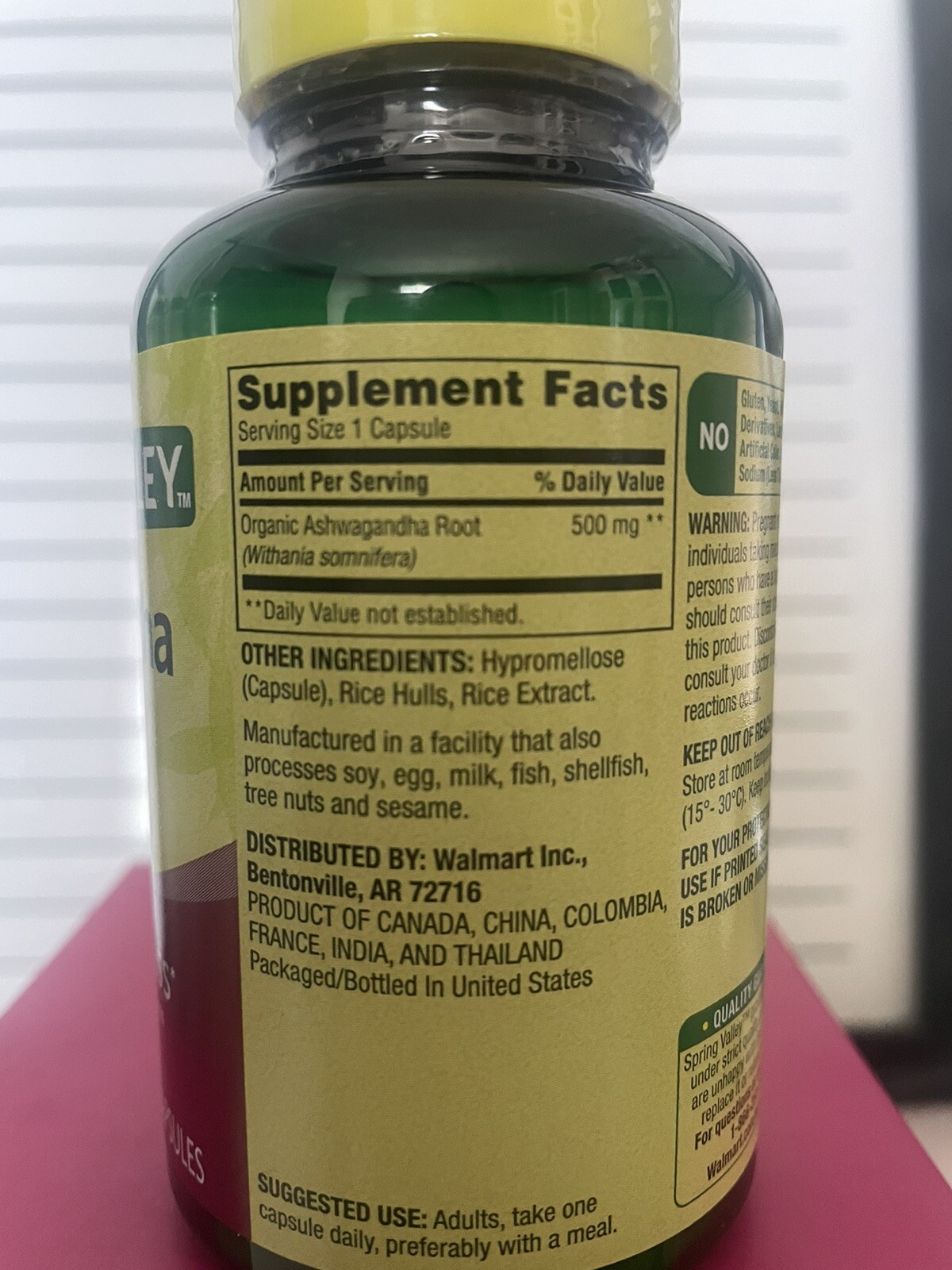 2X Spring Valley Ashwagandha Root Powder 500mg 60 Vegetarian Capsules Bundle