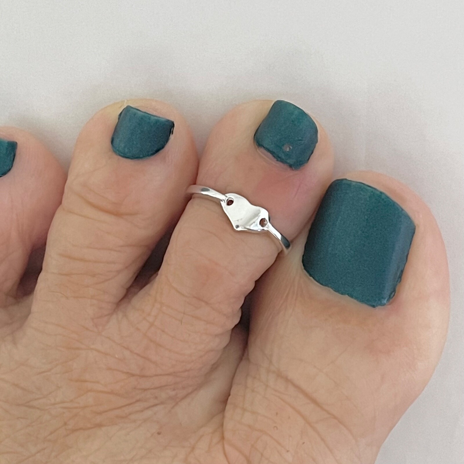 Sterling Silver Solid Heart Toe Ring, Adjustable Ring, Silver Ring, Heart Ring
