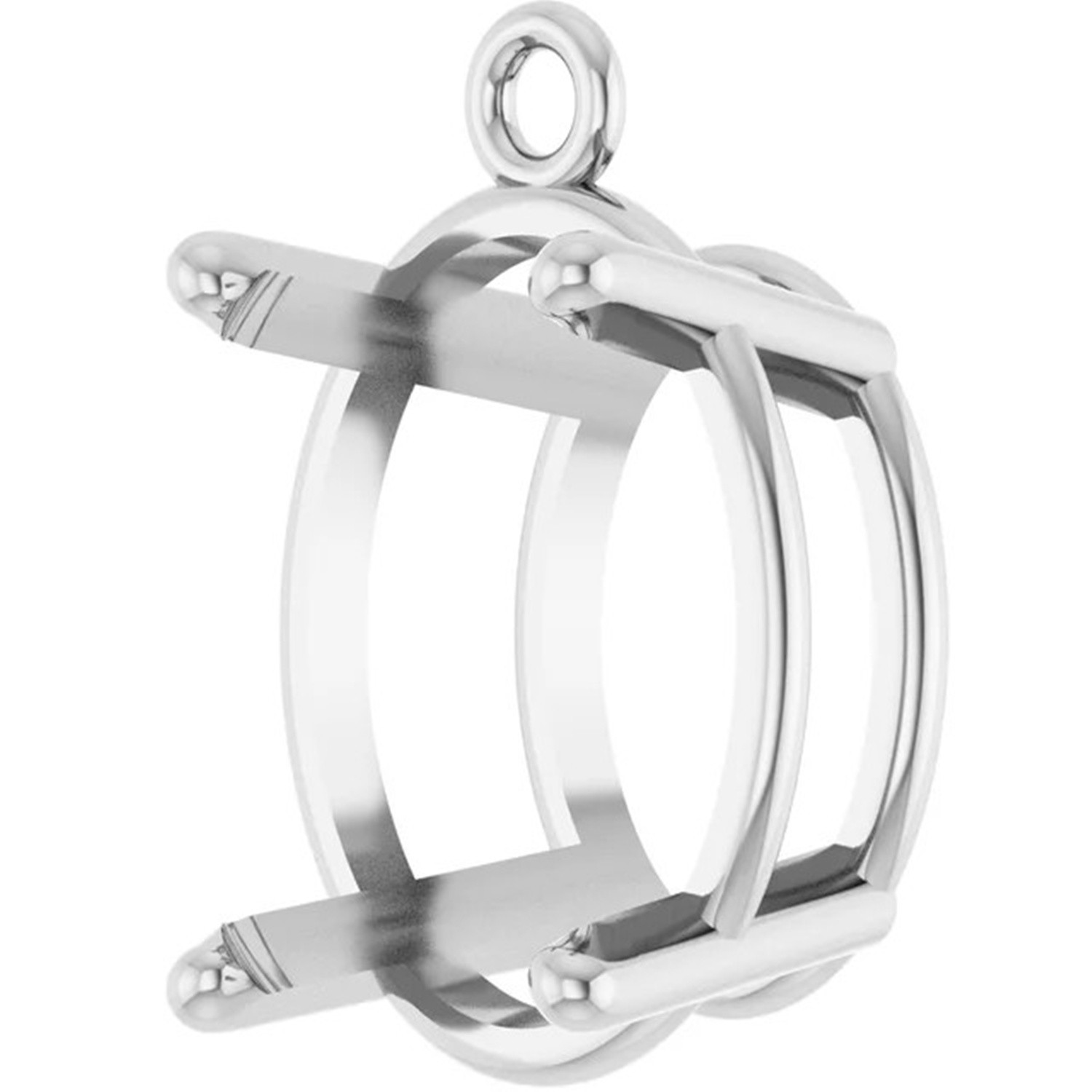 10K White Gold Dangle Setting Oval Cut 4 Prong Basket Designed Mounting USA