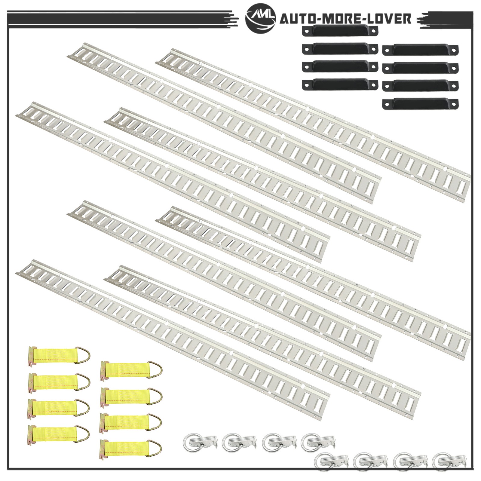 24PC E Track Tie-Down Rail Kit 5' E-Tracks Set Includes 8 Steel Rails & 8 O-Ring