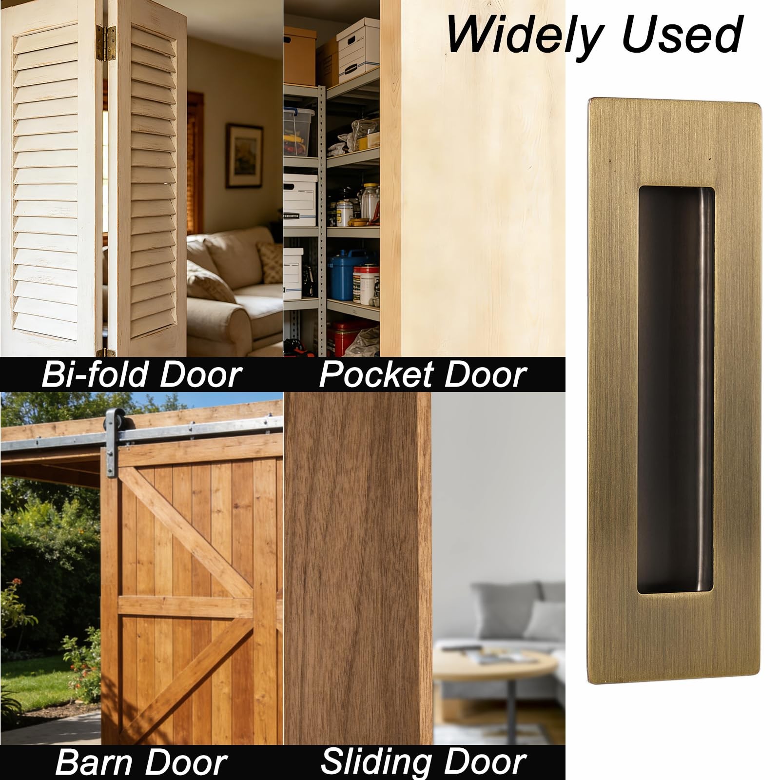 6" Recessed Door Pulls Flush Finger Pull Handle Bronze 2 Pack Barn Closet