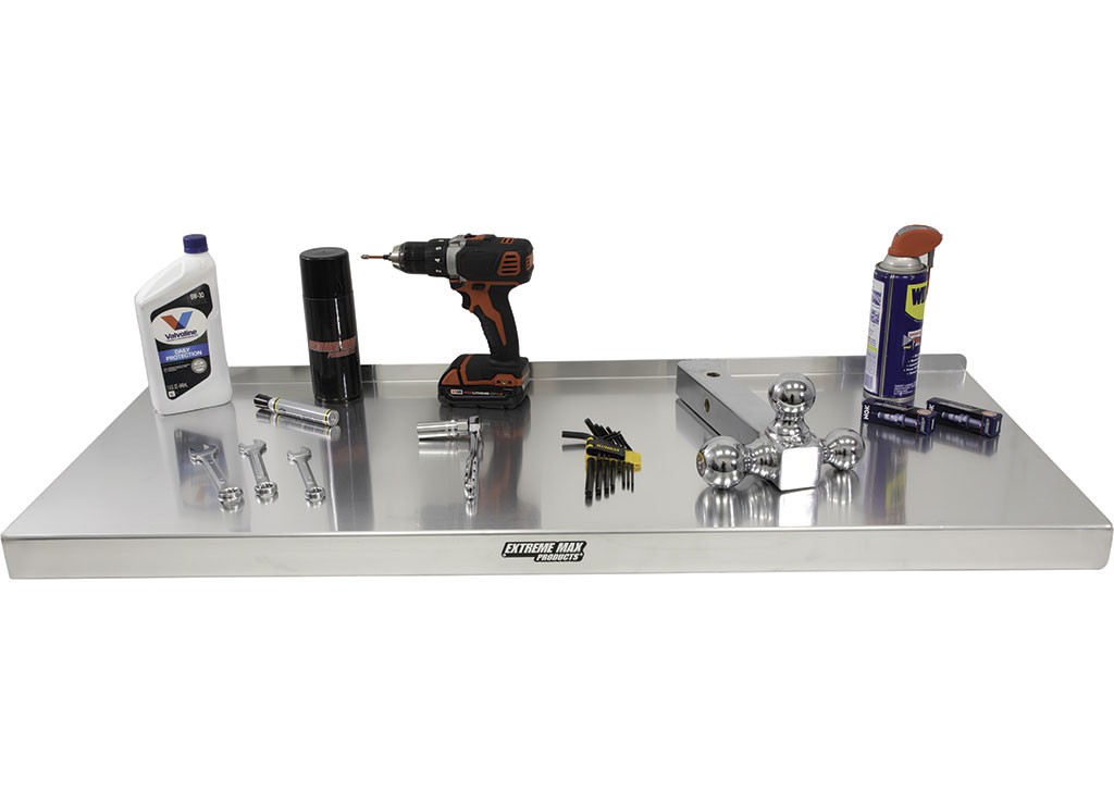 Extreme Max 5001.6555 Wall-Mount Aluminum Fold-Down Workstation 46" x 18" Silver