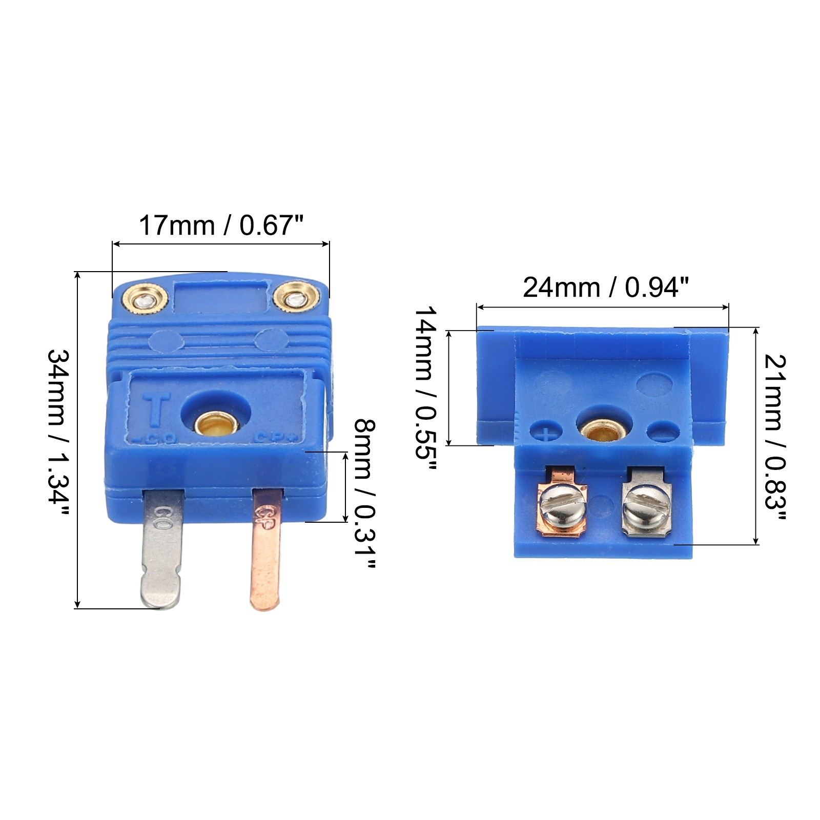 8Set t Type Thermocouple Wire Connector Male Plug with Panel Mount Mini Socket