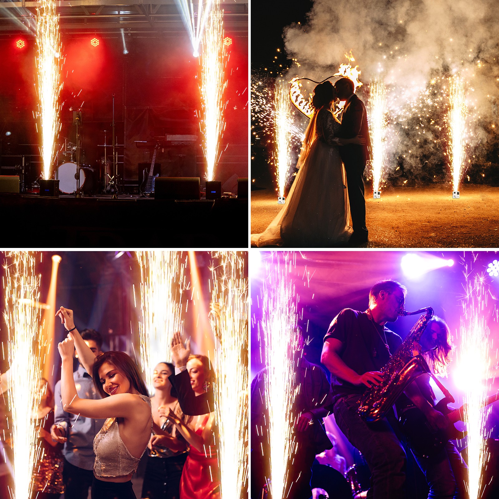Stage Firework Machine 1200W DMX Cold Spark Machine with Wireless Remote Control