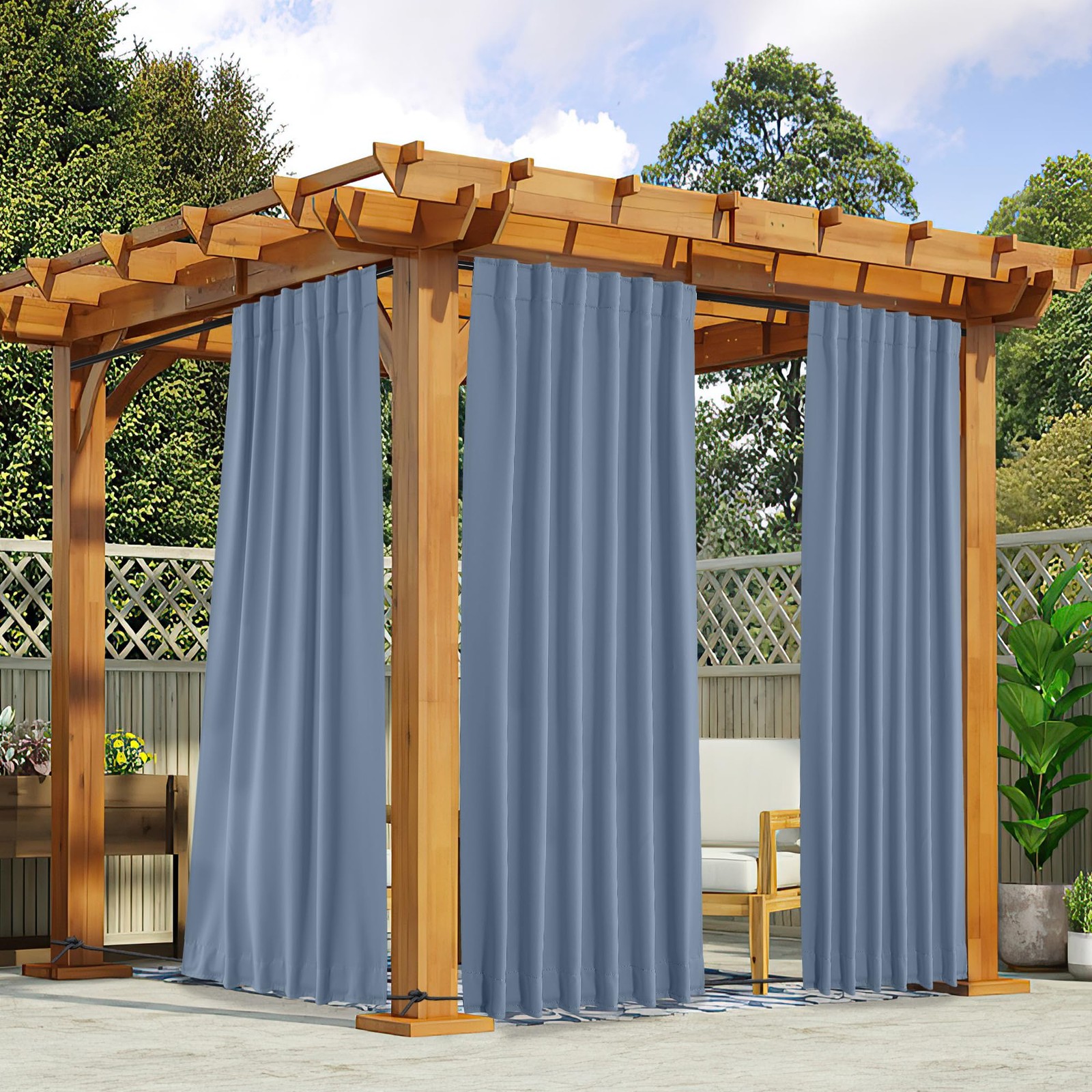 NICETOWN Outdoor Curtains Waterproof Panels w/ Pocket & Back Tab Top&Bottom