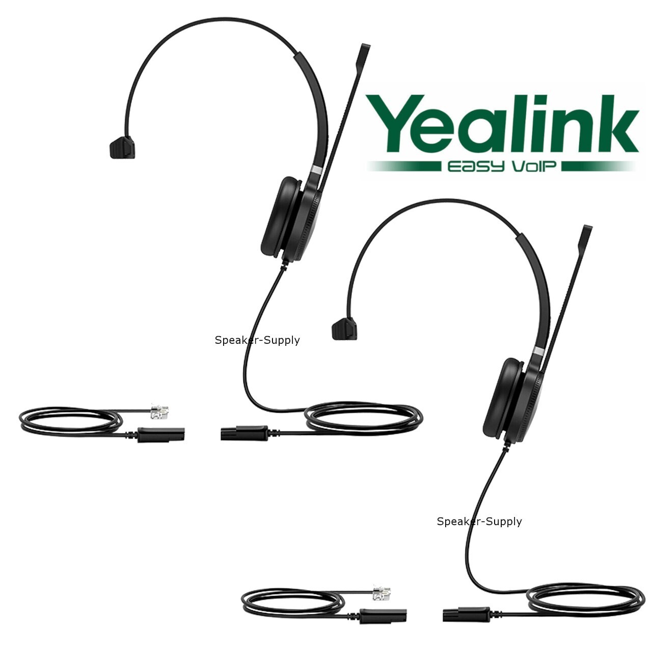 2 Yealink YHS36 Mono Wired Headset for IP Phones with QD to RJ Port Single
