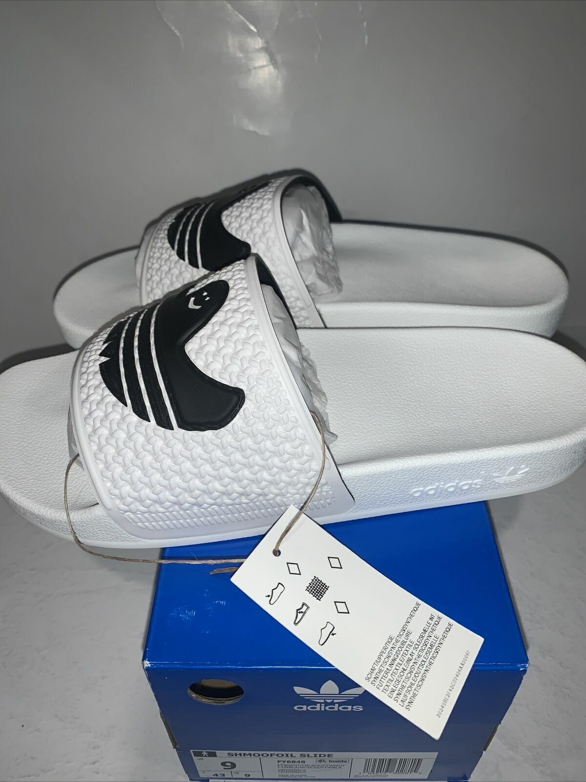NWT_ Adidas x Mark Gonzales Shmoofoil Slide White FY6848 Ghost Sandals