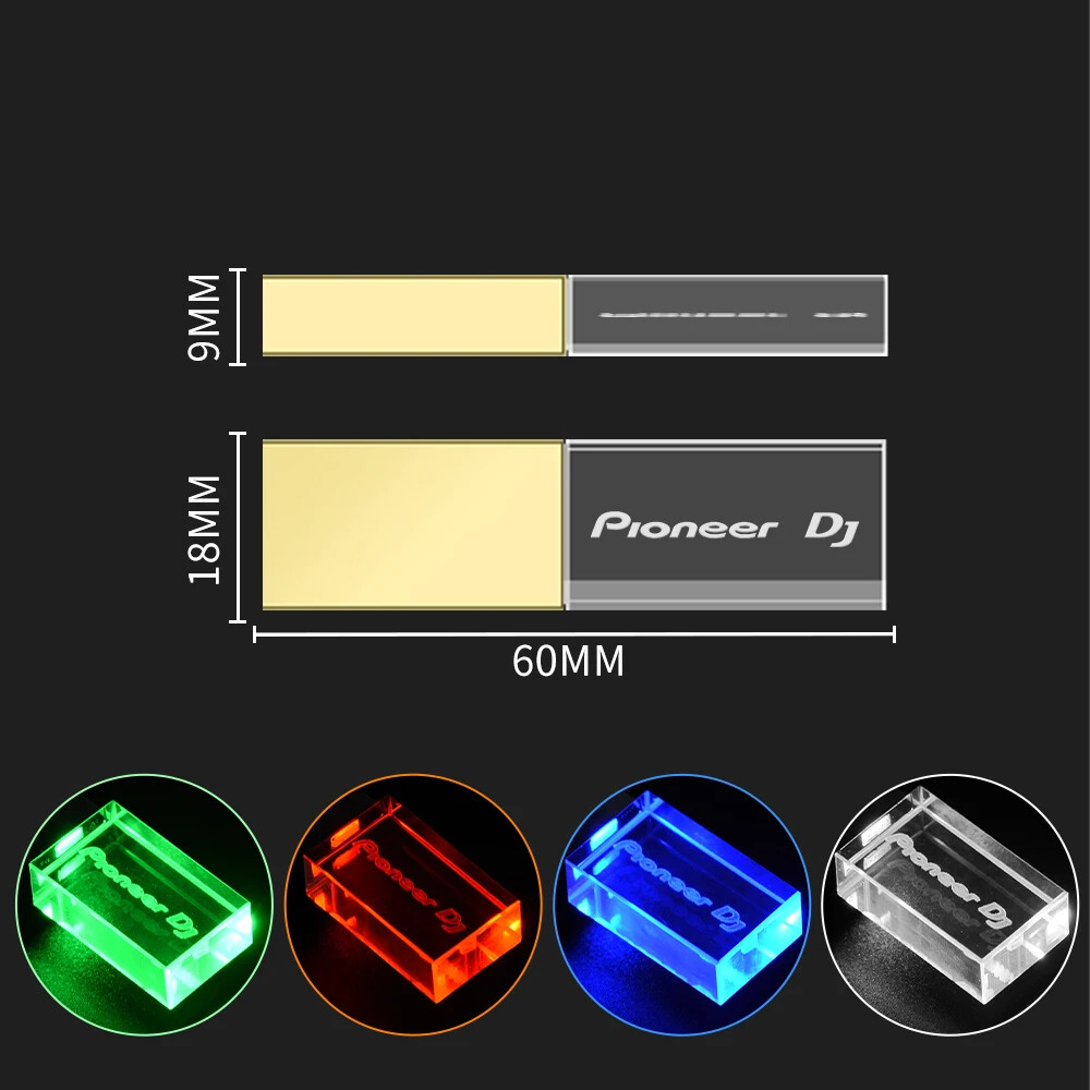 PIONEER DJ LED USB 2.0 PEN DRIVE USB STICK VARIOUS COLORS EXTERNAL SOLID 64/128