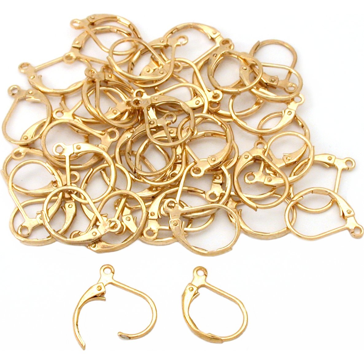 50 Gold Plated Leverback Earrings Jewelry Findings 12mm x 13mm