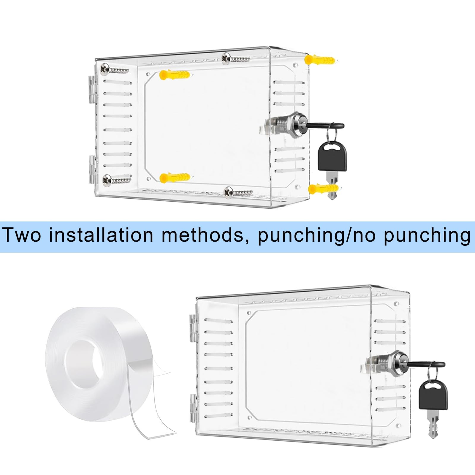 Universal Thermostat Lock Box with Key,Clear Large Cover for...