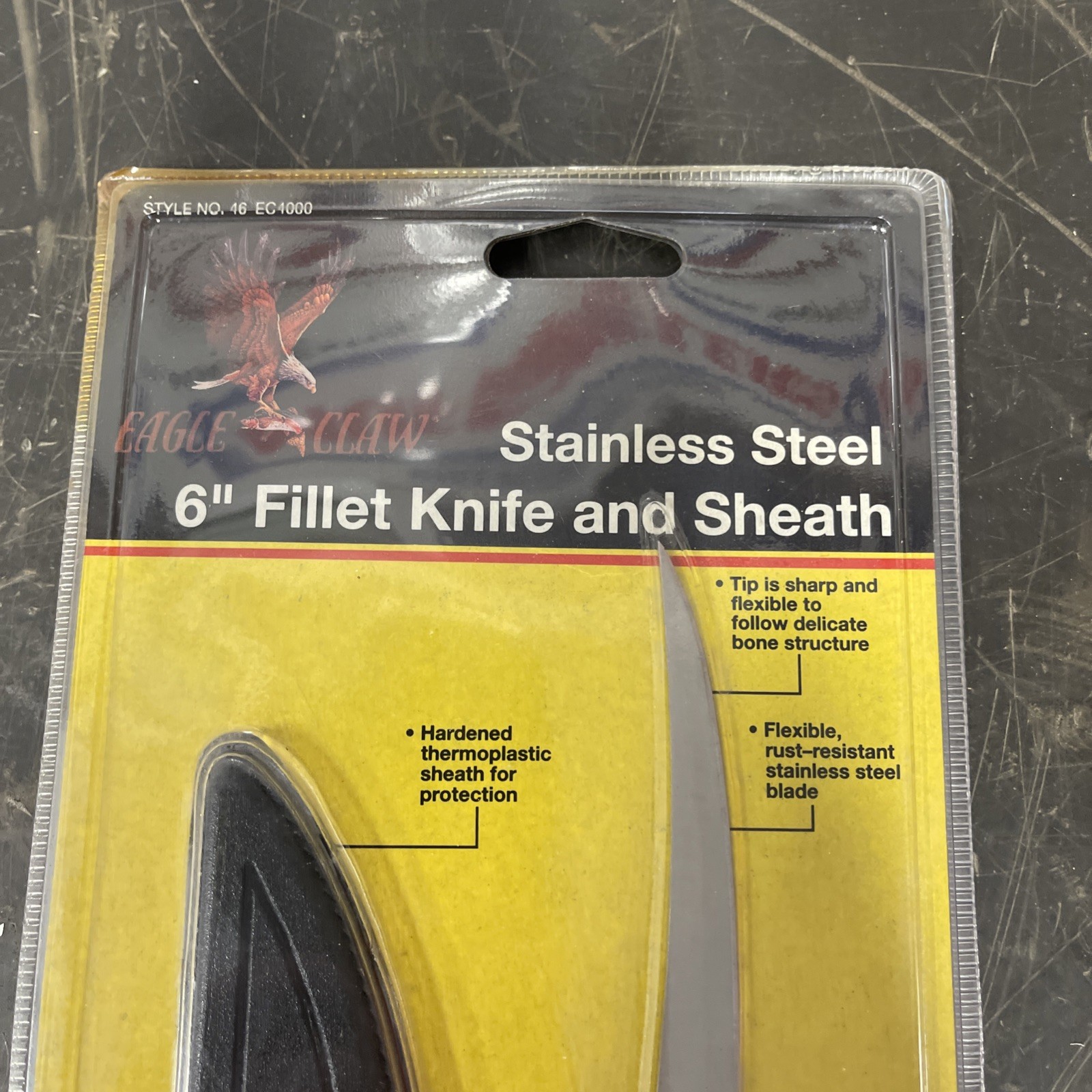 Eagle Claw Rubber Handle 6” Fillet Knife with Sheath Model #40-EC4000, NOS