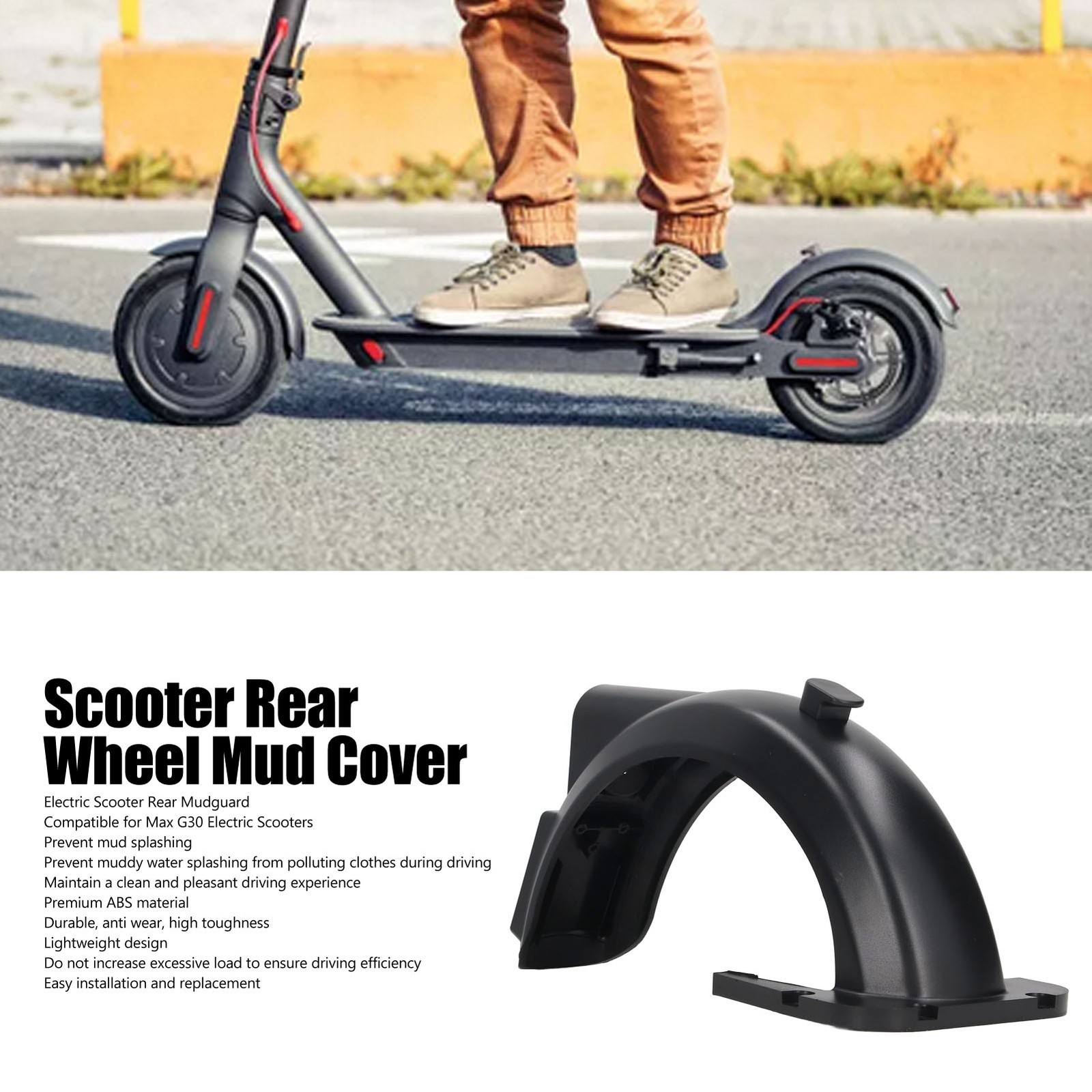 Electric Scooter Rear Mudguard Lightweight ABS Rear Tyre Mud Guard For