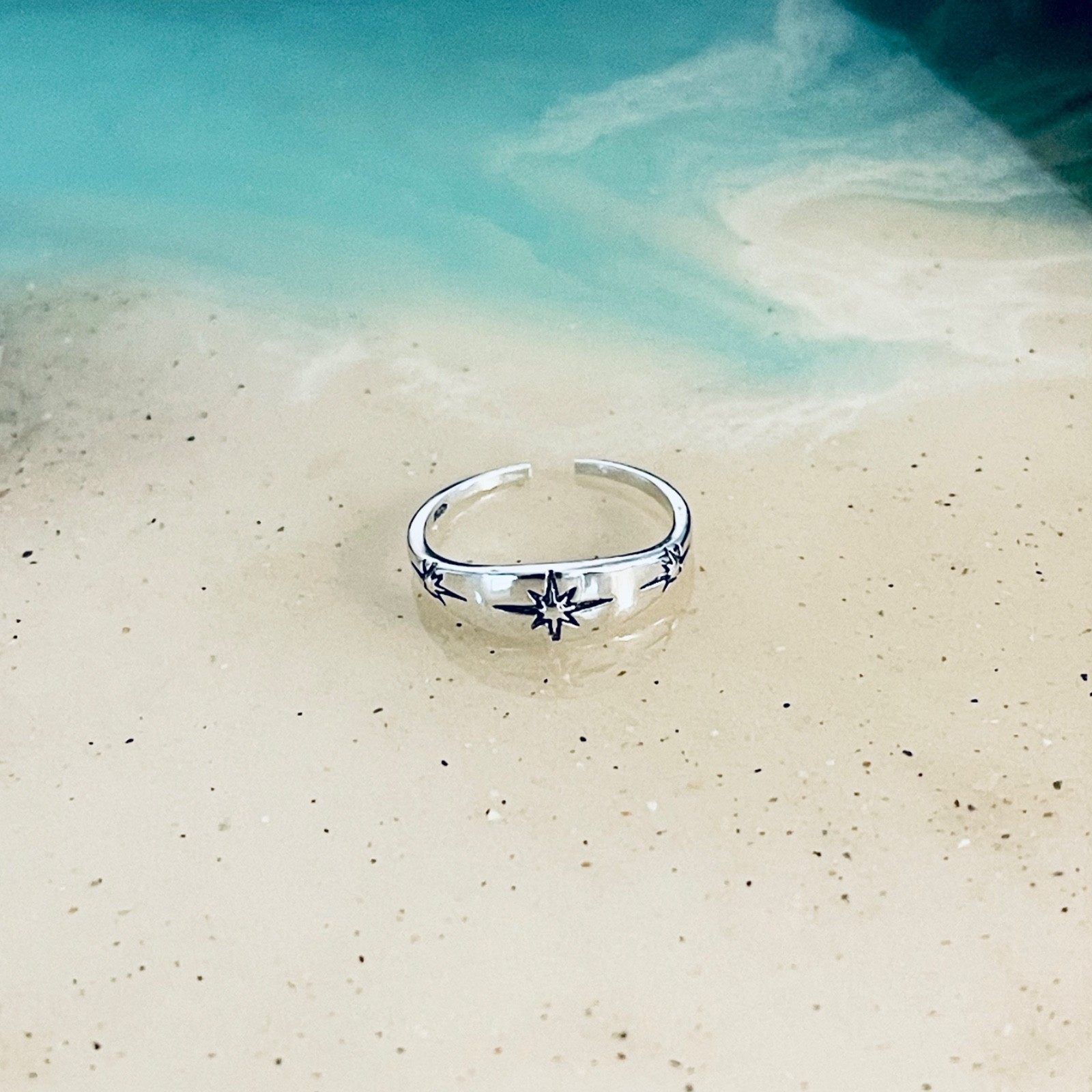 Sterling Silver Moon and Star Toe Ring, Celestial Silver Rings