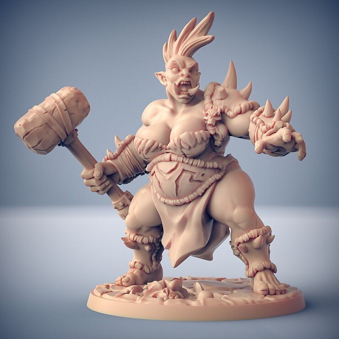 Ogre Marauders Lady Fantasy Miniature DnD 5E Tabletop RPG Role Play Pathfinder