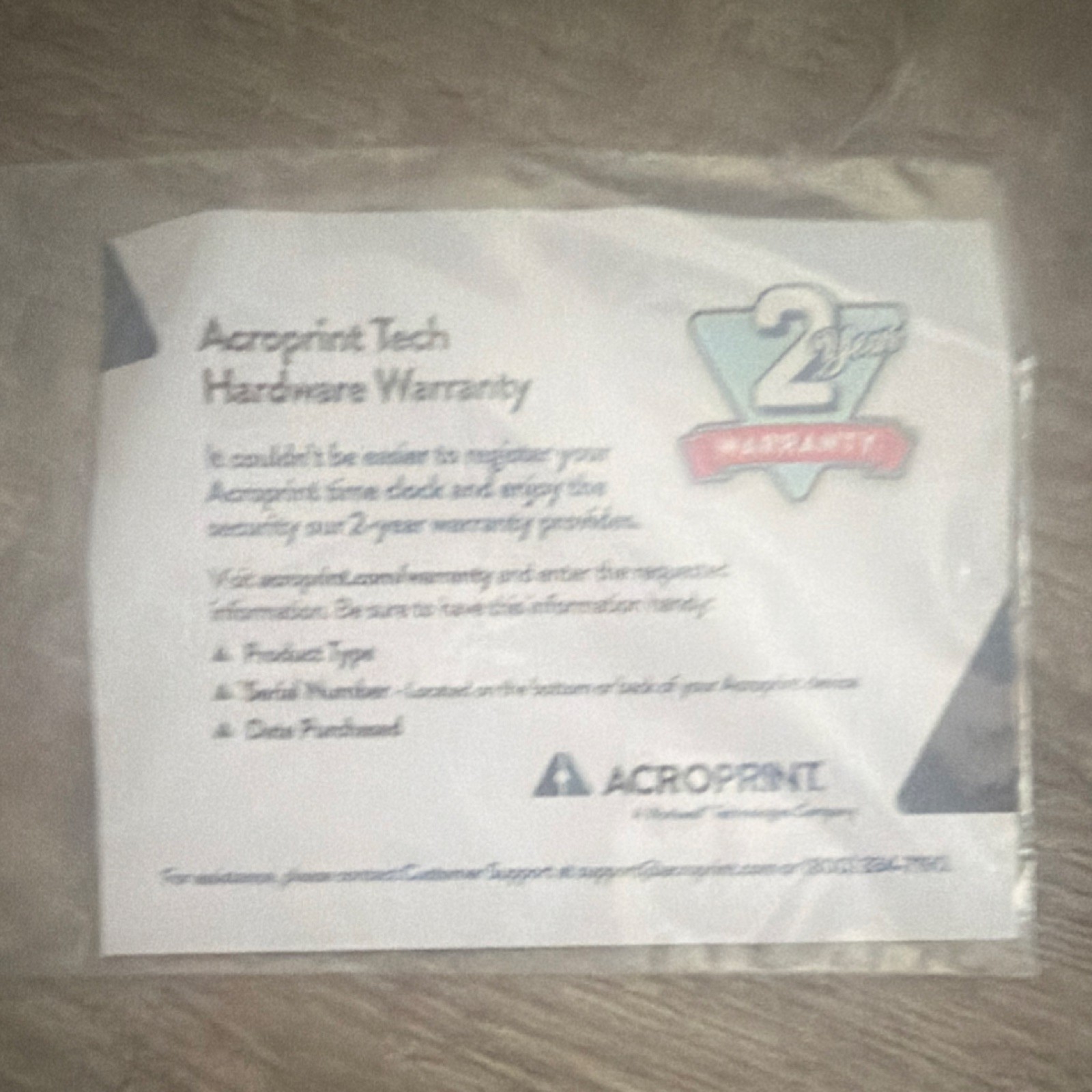 Acroprint BioTouch Biometric Time Clock USB Card Model 01-0276-000