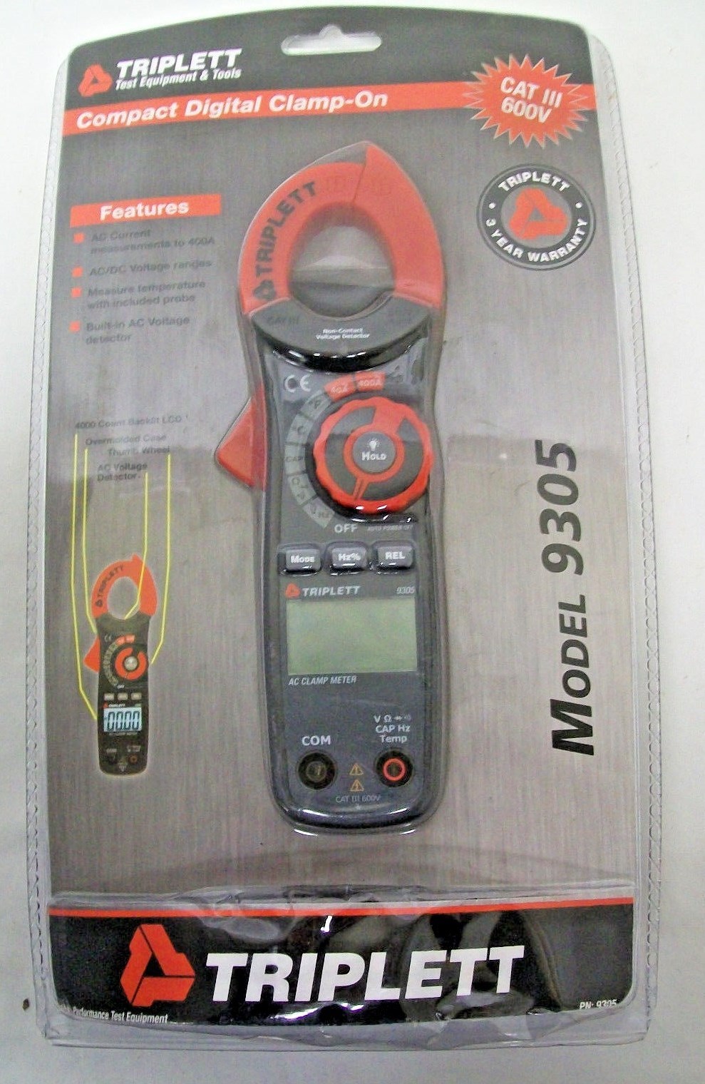Triplett Model 9305 Compact Digital Clamp On Meter. New in Package