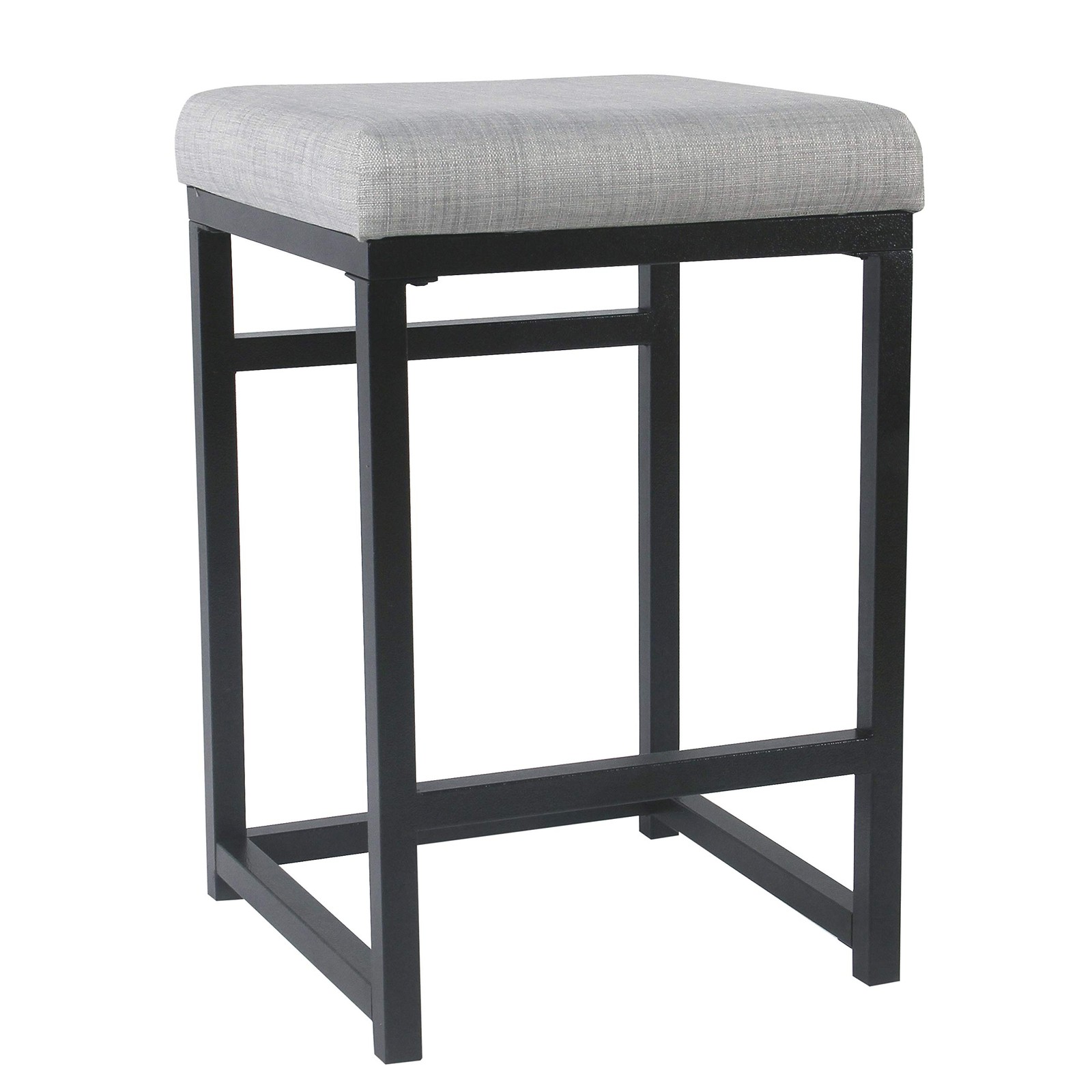 HomePop Metal Frame Counter Stool, 24-Inch, Natural 24 inch, Light Gray