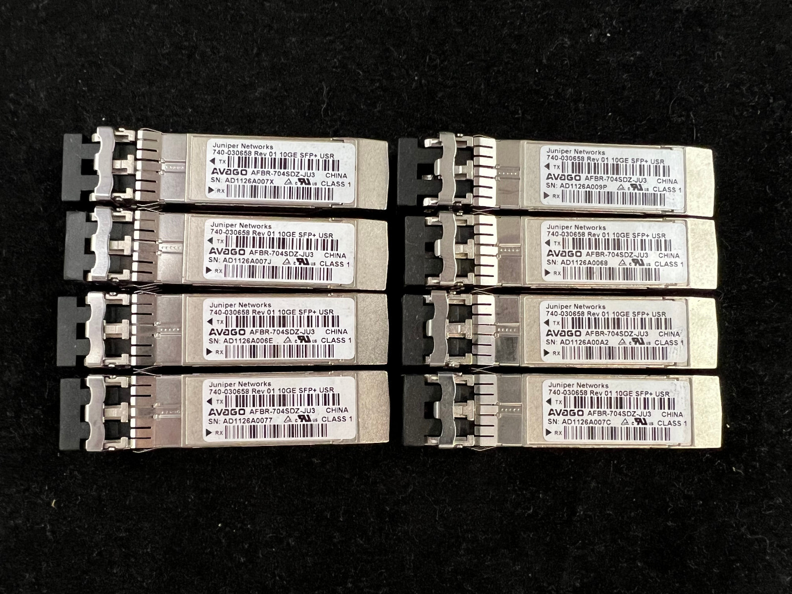 **Lot of 8** Avago/Juniper AFBR-704SDZ-JU3 SFP+ USR 10GBASE 100m 850nm Optic