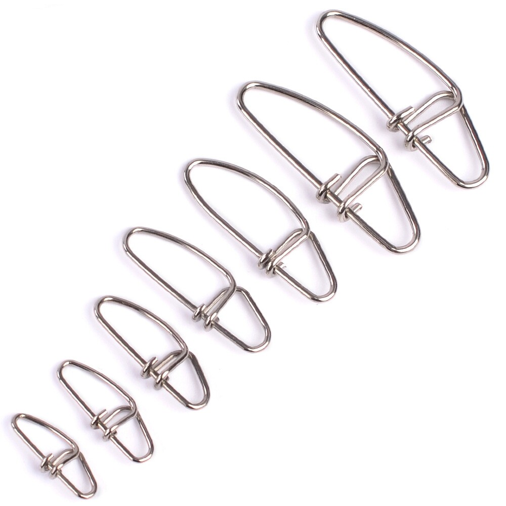 100pcs Crosslock Snap Fishing Barrel Swivel Safety 13mm-28mm 0#-6# Fish Swivels