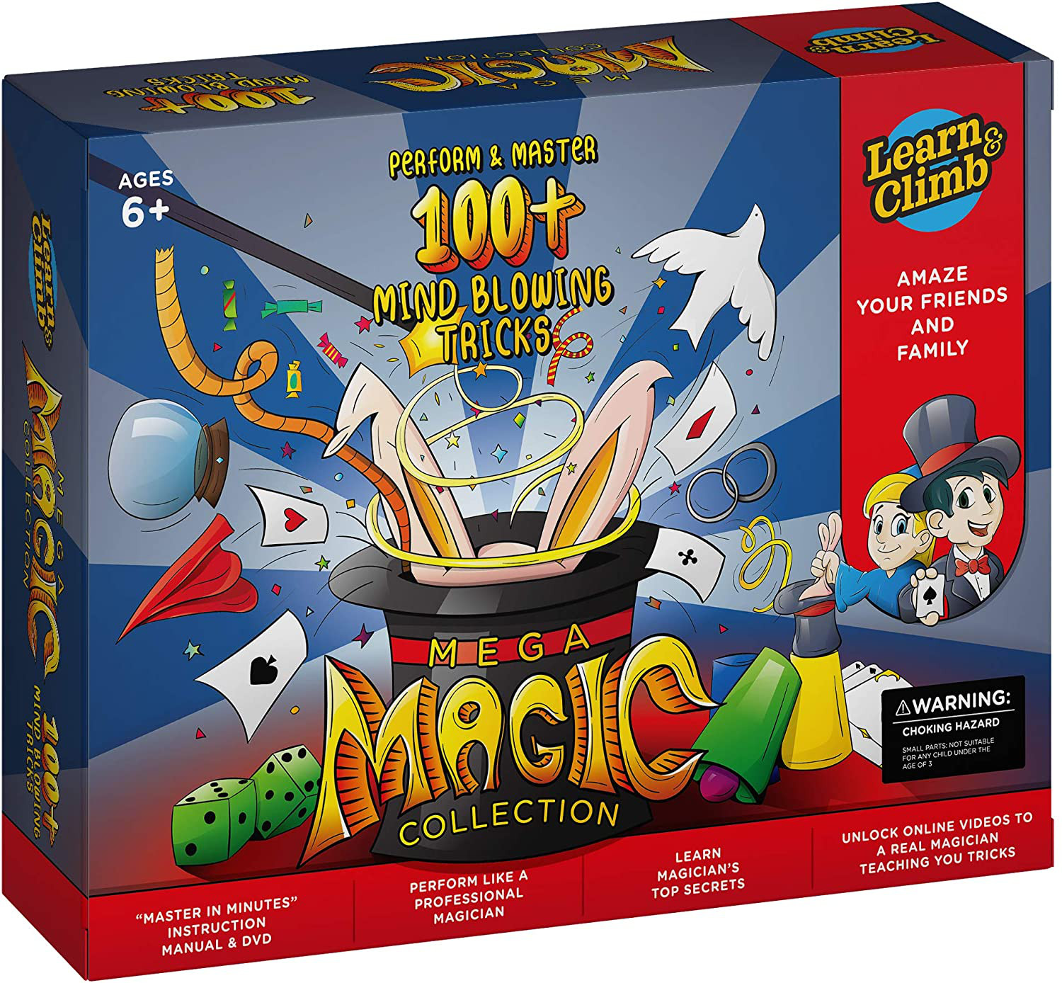 Mega Magic Kit w/DVD, Magic Show Illusionist Set Toy Magician Kit Children Kid