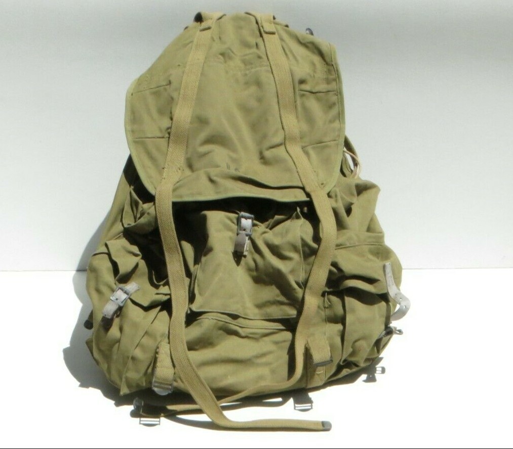 Vintage 1942s WW2 US Army Military Field Backpack Rucksack Canvas Bag With Frame