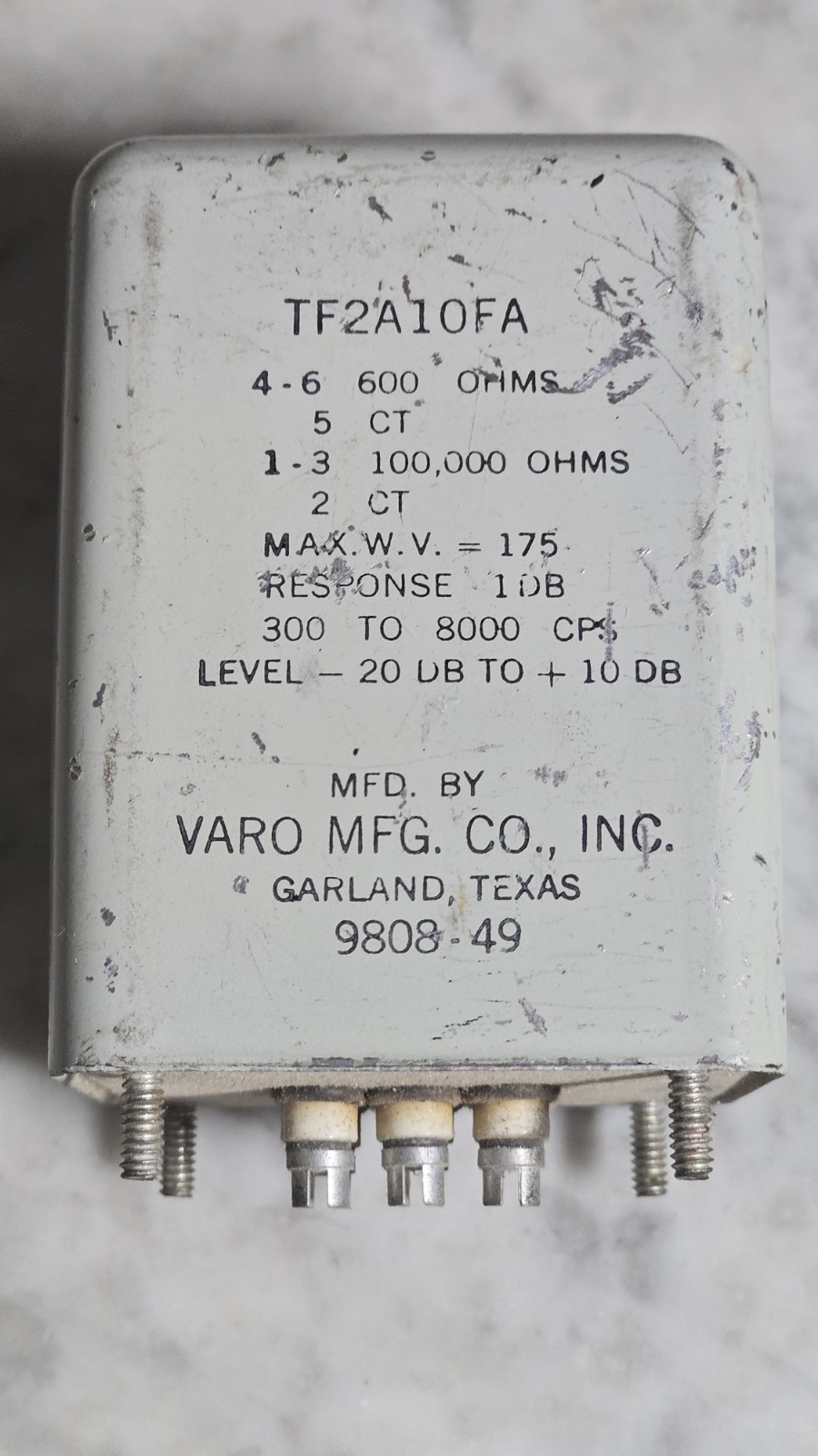 Varo Line to Grid tube audio transformer or Re-Amp 100K to 600 ohms   TF2A10fA