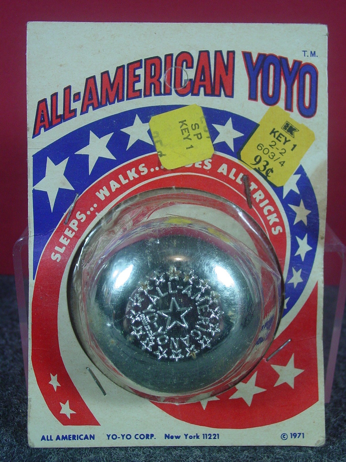 1971 KMART ALL-AMERICAN YOYO - New York - SEALED ON CARD - NOS YO-YO