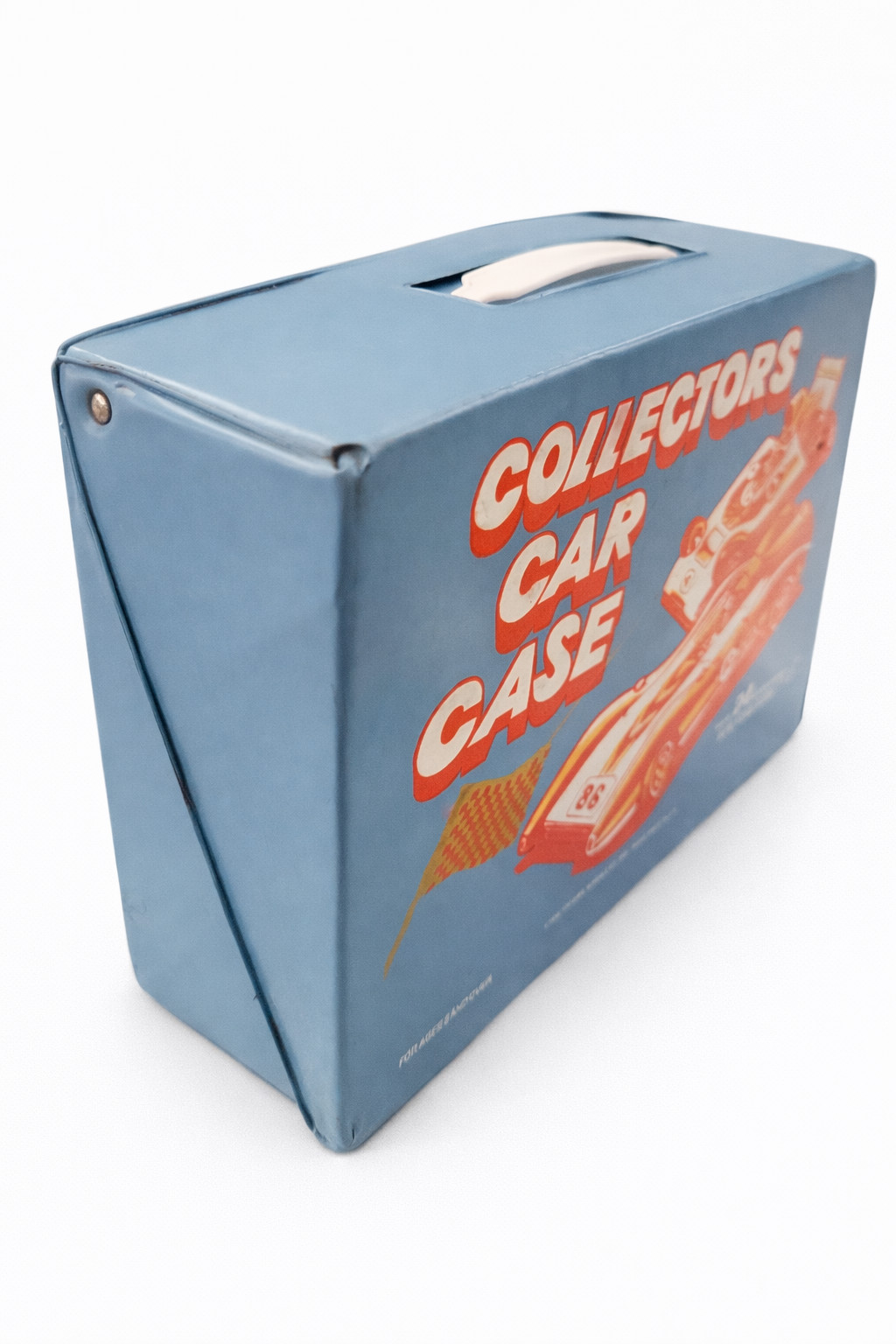 Vintage Collectors Car Case Holds 24 Die-Cast Cars Metal w/ Handle Blue