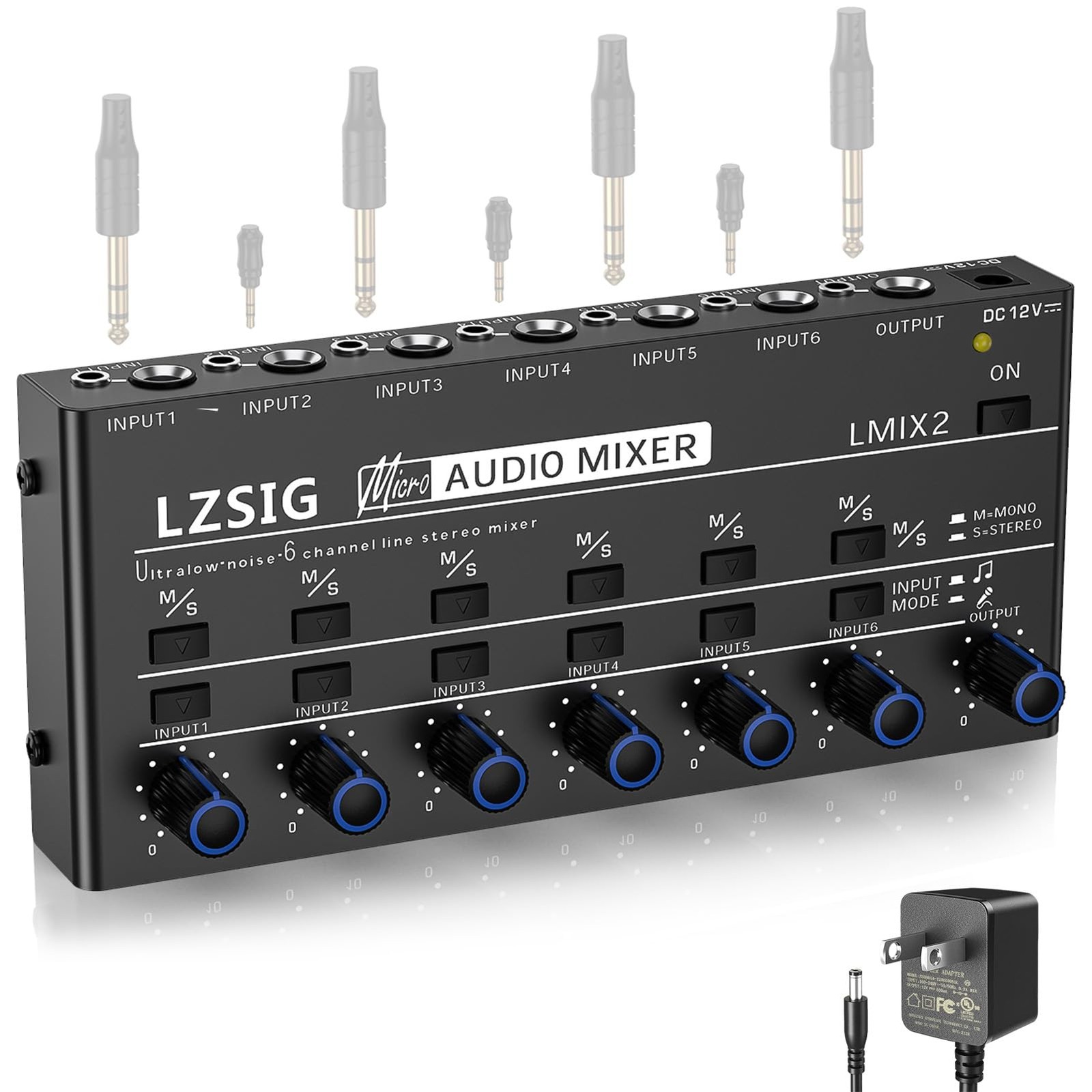 Mini Audio Mixer,Stereo Line Mixer for Sub-Mixing,Ultra Low-Noise,6-Channel,M...