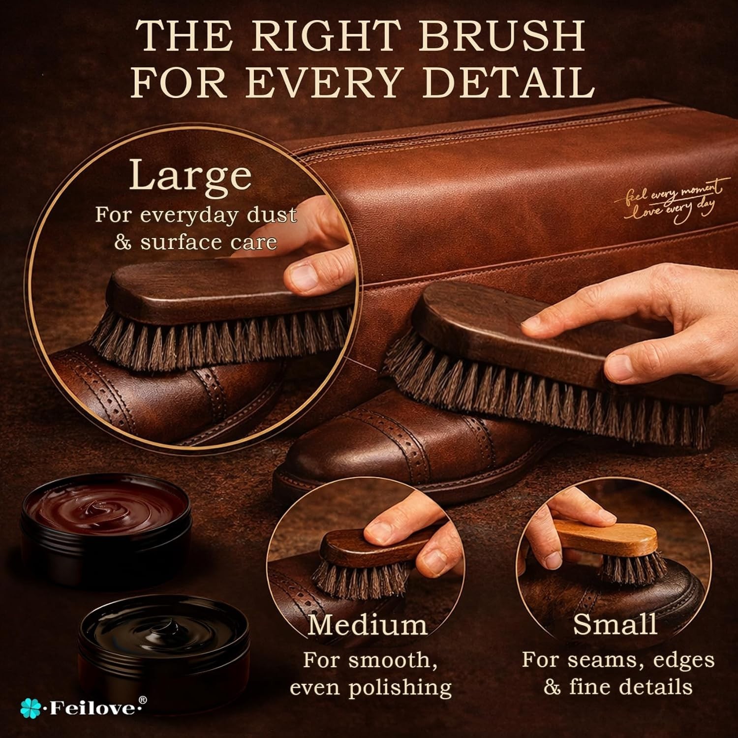 All-in-One Leather Shoe Polish Kit: 3-Step Cleaning Routine with Tools