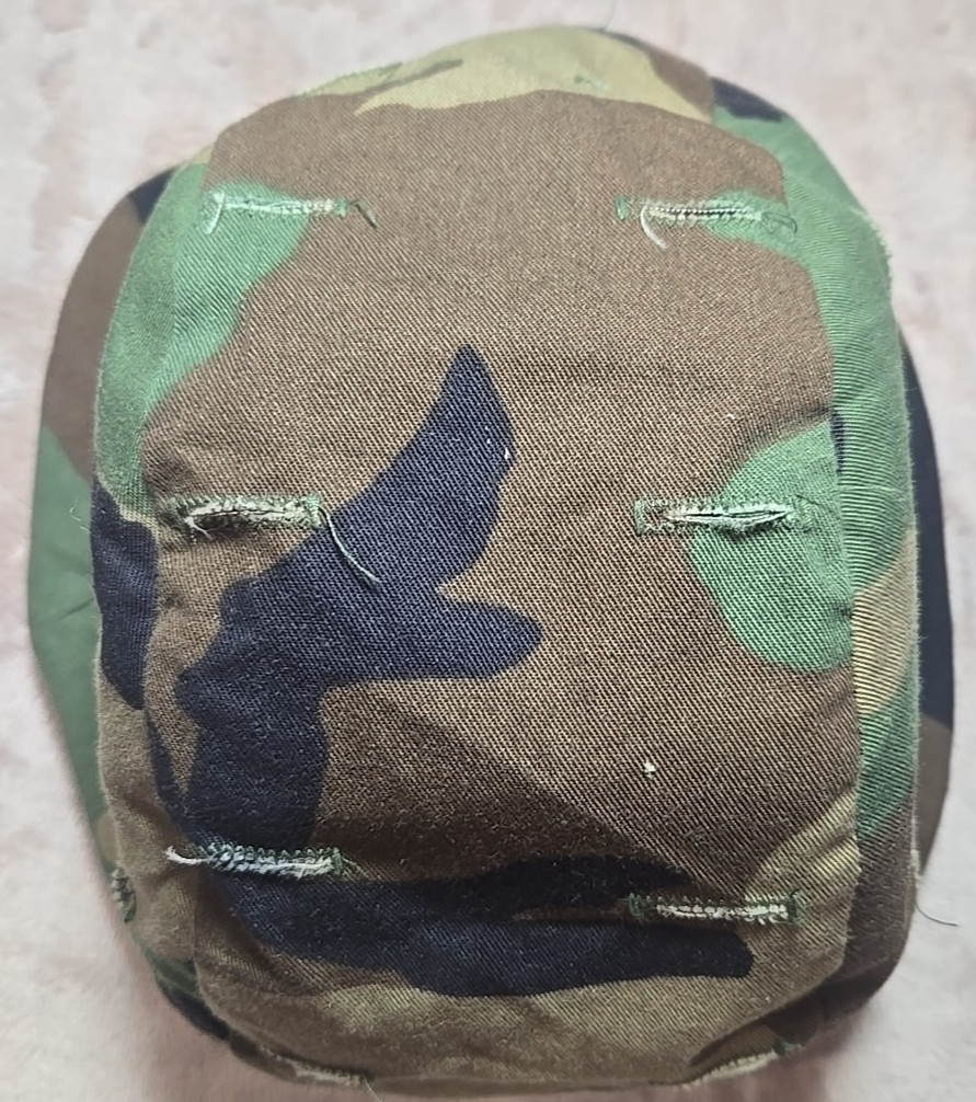 Vintage US Army Military Woodland BDU Camo Helmet Cover Size XS/Small