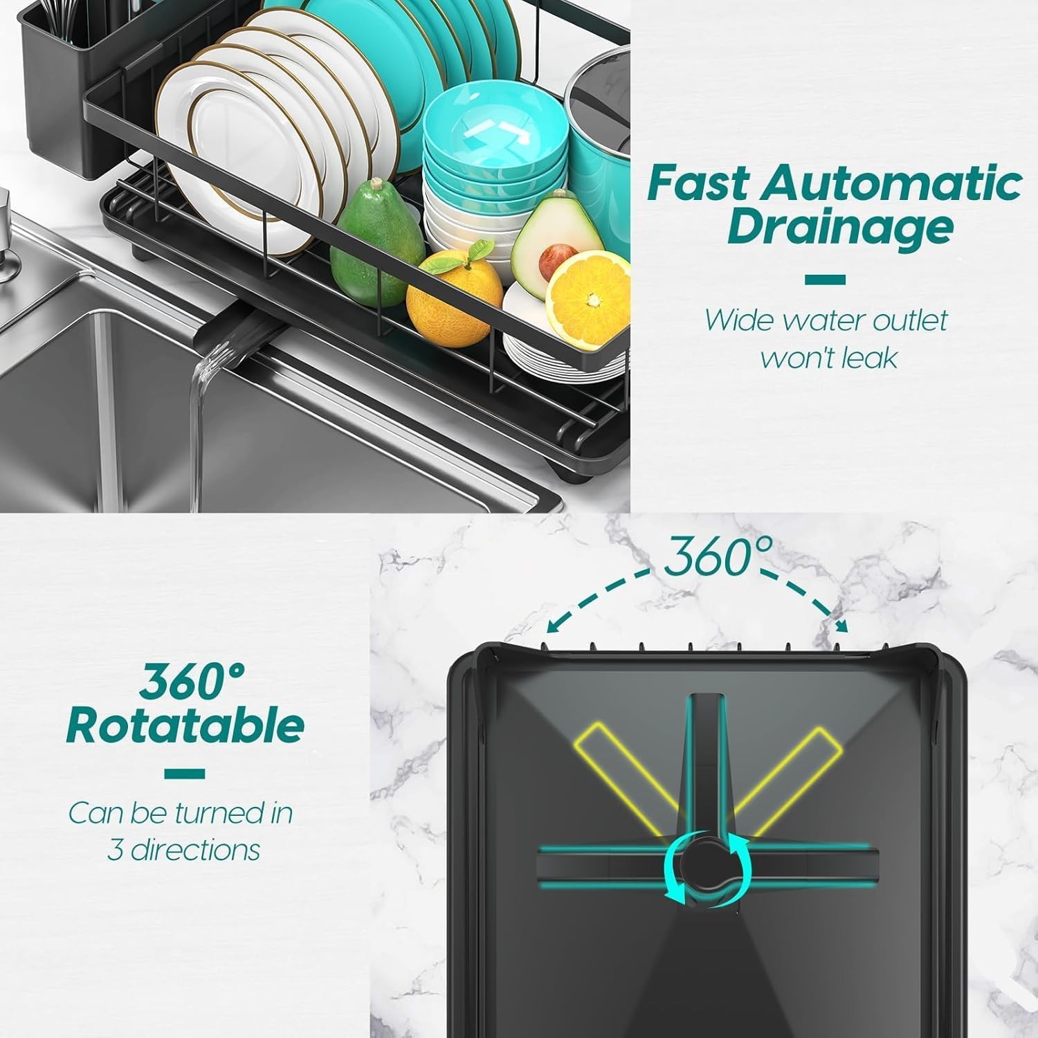 Dish Drying Rack Space-Saving Dish Racks Kitchen Counter Rustproof Drying Rack