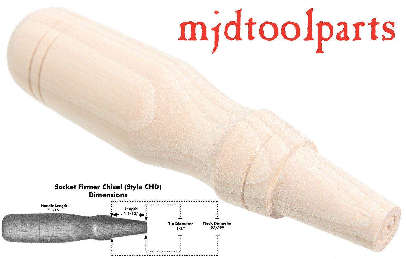 Classic Turned Hickory Chisel Handle- Amish Hand Turned- Style CHD- mjdtoolparts