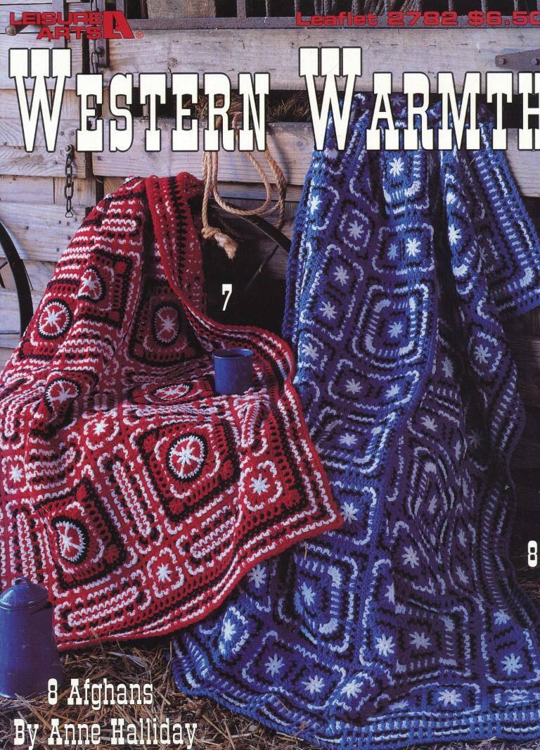 NEW WESTERN WARMTH 8 FANTASTIC AFGHAN DESIGNS VTG 1995