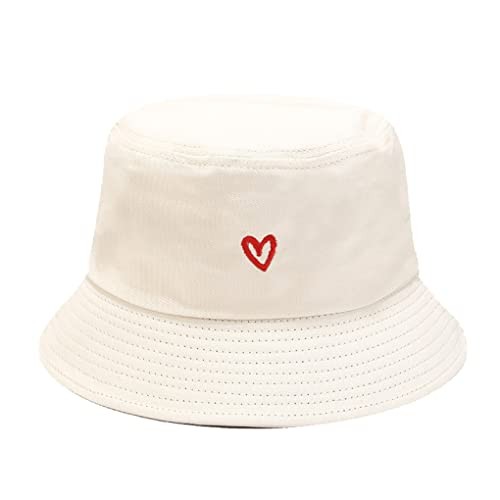 Bucket Hats Unisex Sun Summer Travel Beach Fishing Cap for One Size Beige Love