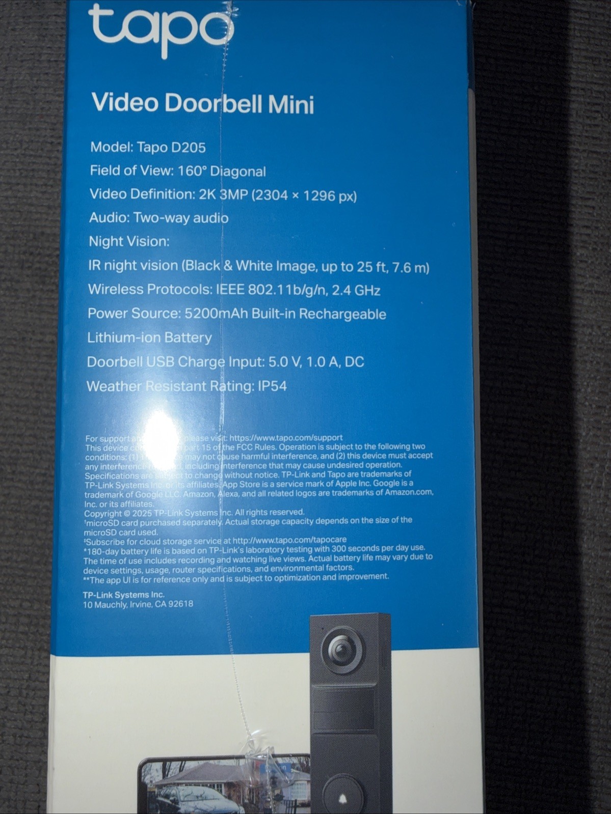 TP-Link Tapo D205 2K Video Doorbell Mini – Wireless,