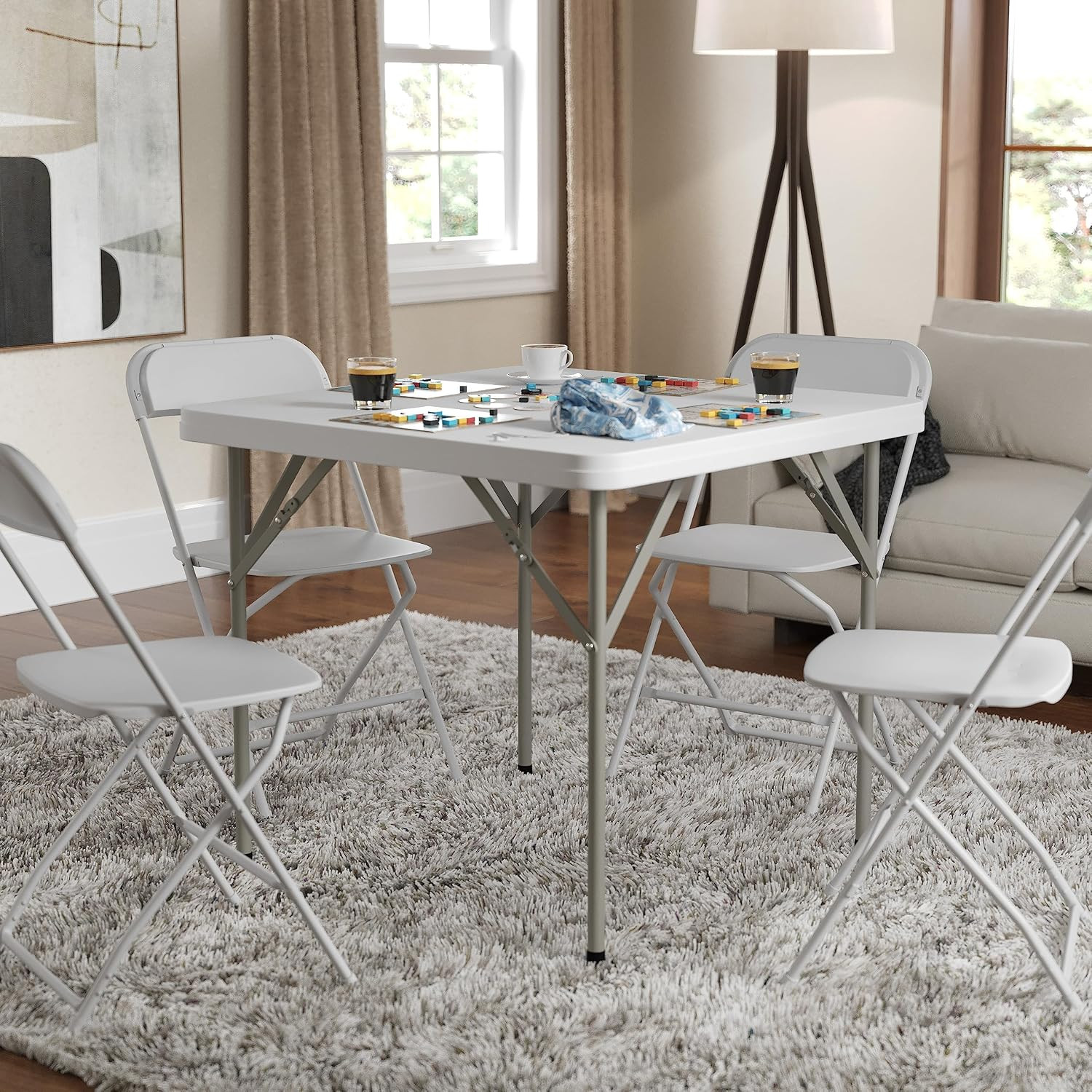 Kathryn 5-Foot Granite White Plastic Folding Training Table & Elon 2.85-Foot Squ