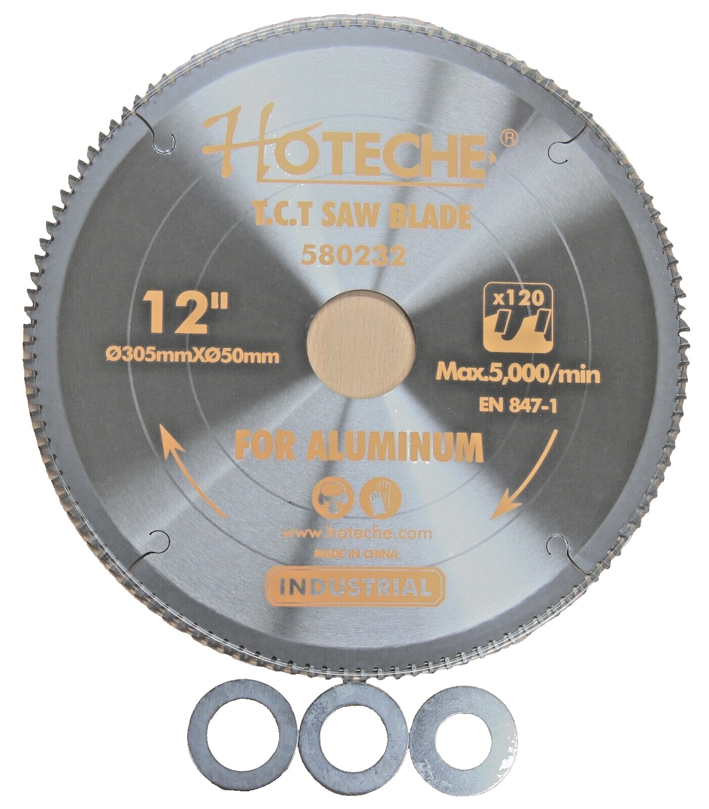 Hoteche 12" x 120T Aluminum Cutting TCT Saw Blade Arbor 1"/30mm/32mm/50mm 580232