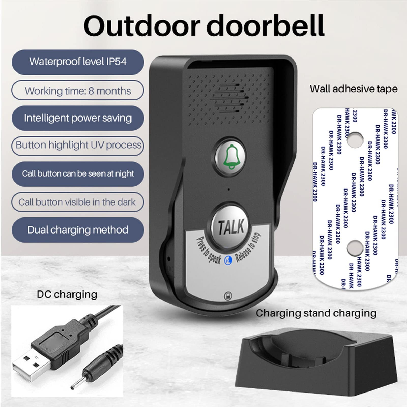 Intercoms Wireless for Home 1500 Meters 2 Charging Methods Wireless Intercom ...