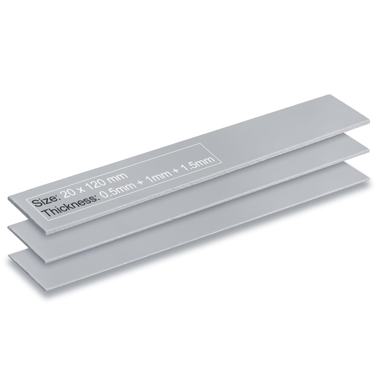 3 PCS 120x20mm 13 W/m.K Thermal Pads 0.5+1+1.5mm Thick Silicone GPU Cooler