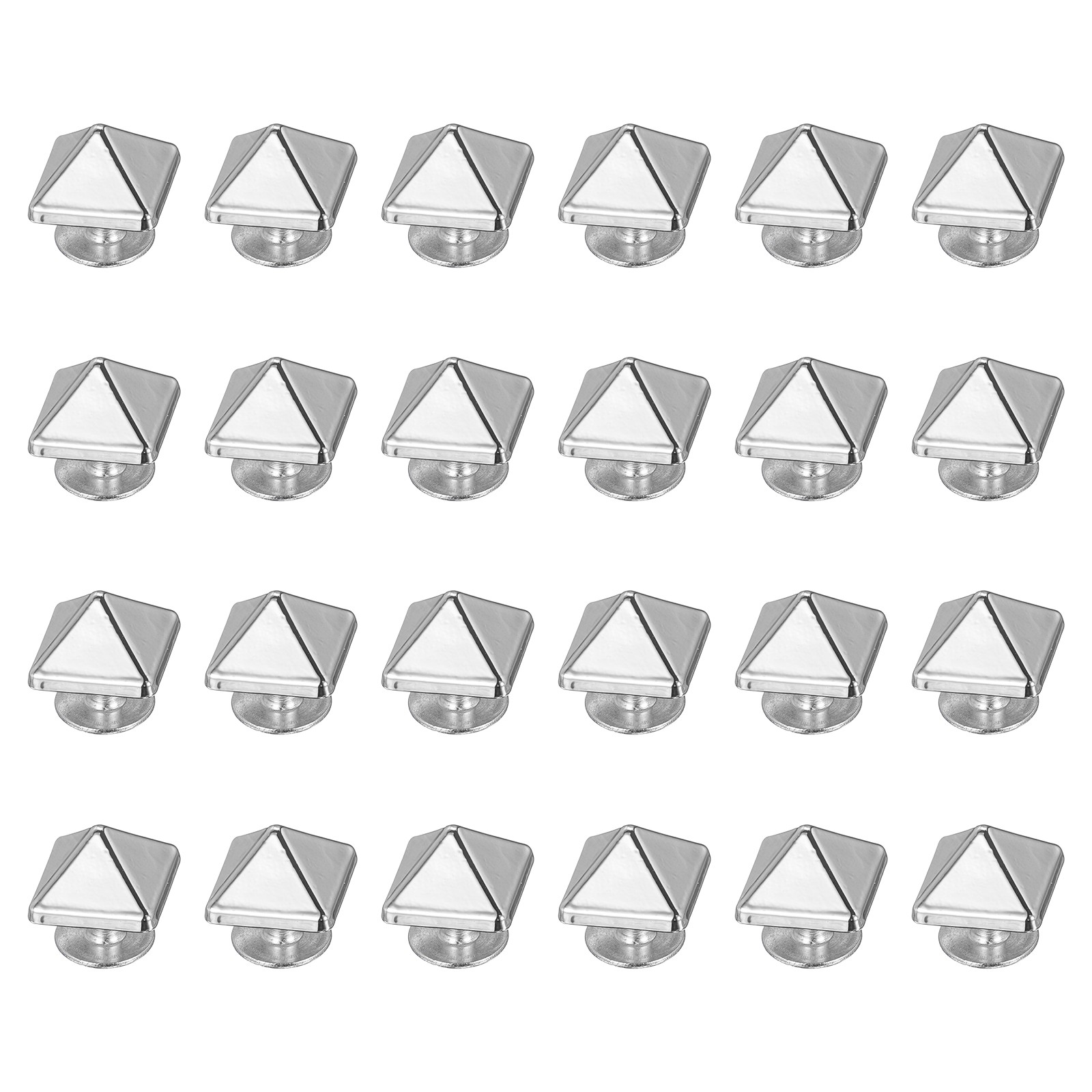 24 Pcs Square Spike Studs Rivets 10mm Metal Leather Rivets, Silver