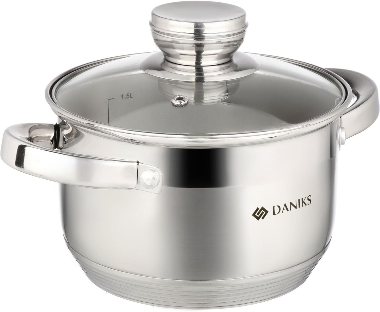 Standard 2 Quart Stainless Steel Stock Pot with Glass Lid, Tri-Ply Bottom for