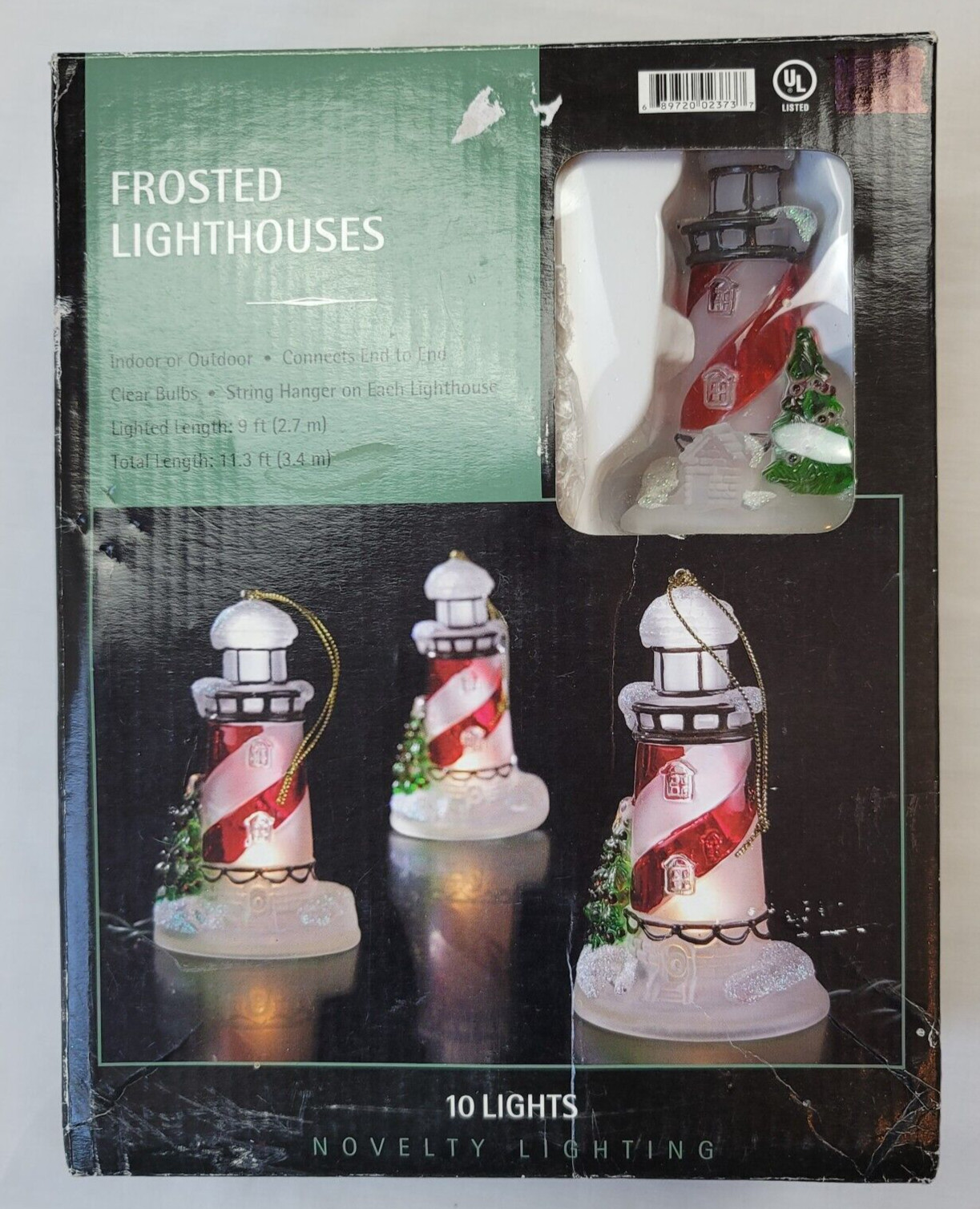 Nautical Frosted Christmas Lighthouse Ornament String Lights In Outdoor Camper