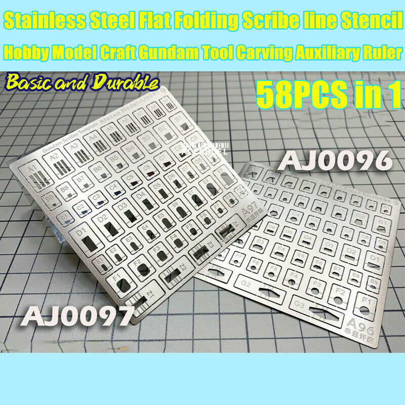 For Gundam Model Template Auxiliary Ruler 58 in1 Flat Folding Scriber Template