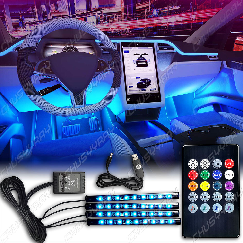 4X RGB Motorcycle ATV 36LED Neon Under Glow Accent Light Strip Music Control