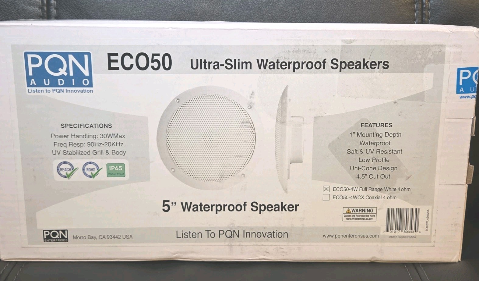 Nw PQN Audio ECO50-4W Waterproof Full Range White 5" Speakers - RV, Camper, Boat